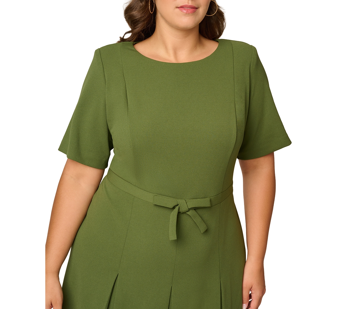 Adrianna Papell Plus Fit & Flare Pleated Bow Dress
