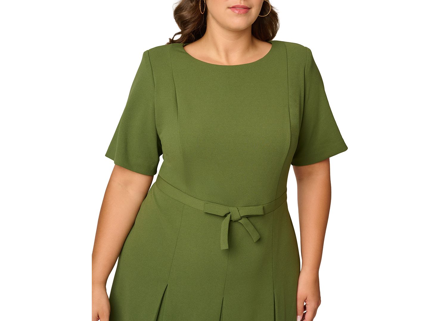 Plus Size Fit & Flare Pleated Bow Dress