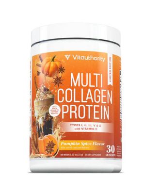 Multi Collagen Protein Powder, Collagen for Healthy Hair, Glowing Skin, Strong Nails and Joint Health, Pumpkin Spice Flavor, 30 Servings