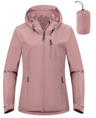 Women's Packable Waterproof Lightweight Hooded Rain Jacket
