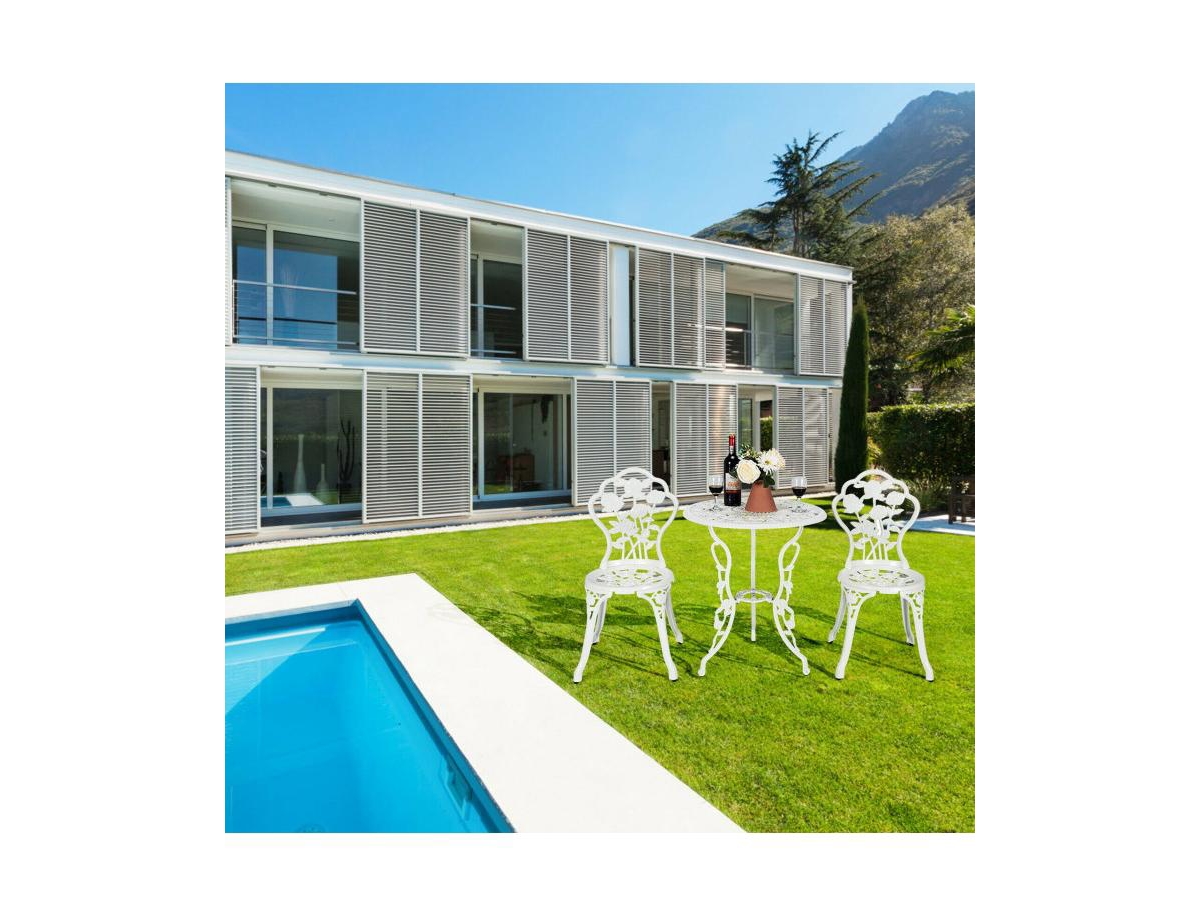 Mondawe Outdoor Cast Aluminum Patio Furniture Set with Rose Design