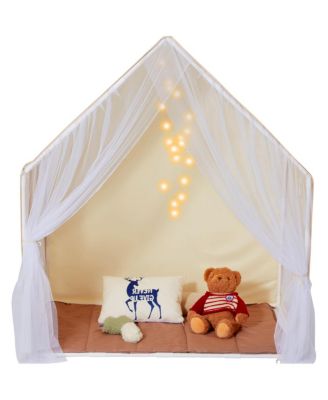 Kids Play House Tent for Toddlers 1-5 Years Old - Yurt Tent with Mat and Tent Lamp, Windows for Indoor and Outdoor, Boys and Girls