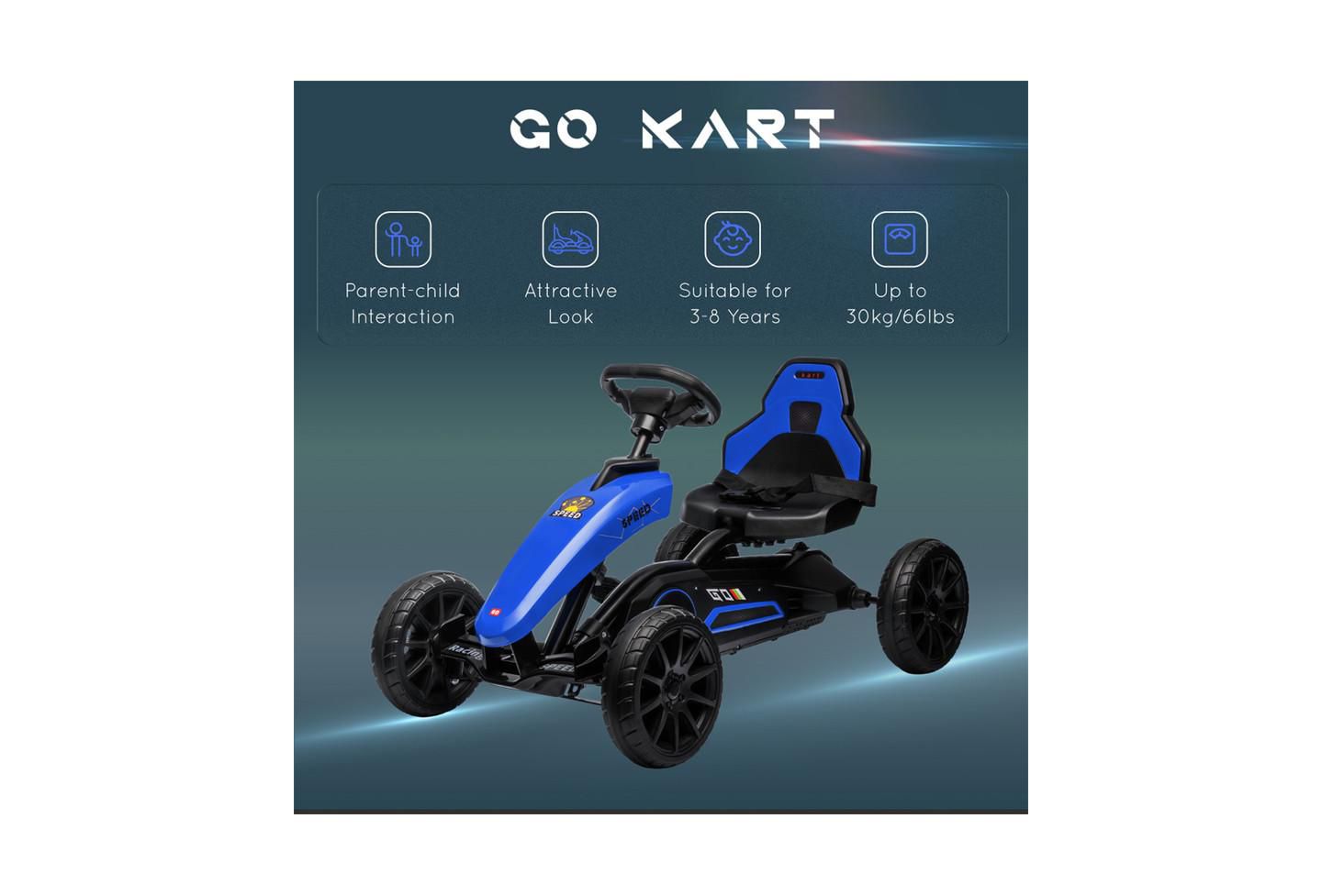 Детская игрушка YOBTOP Kids Pedal Go Kart with Adjustable Seat & Handbrake, 66 lb. Capacity, Ages 3-8, цвет: Синий — фото 4
