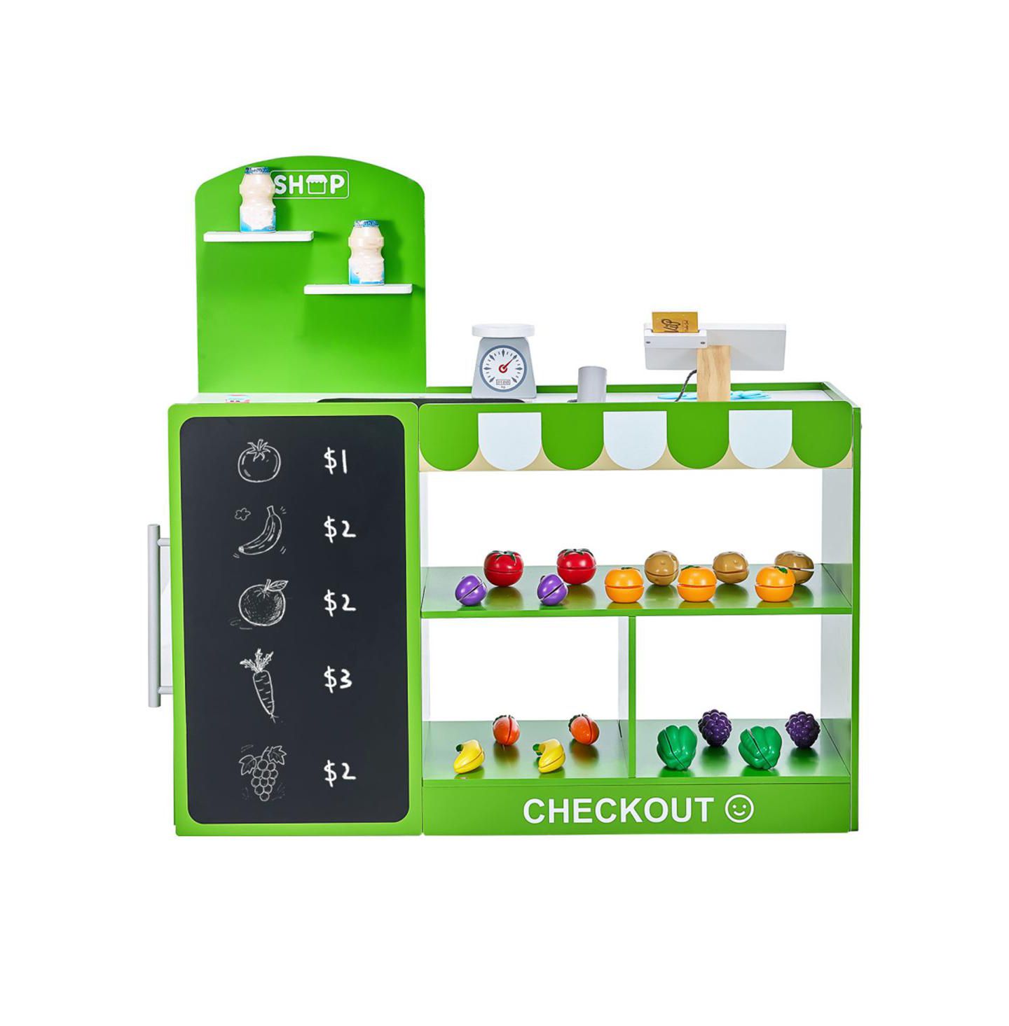 Детский игровой набор YOBTOP Grocery Store 35-Piece Moving Conveyor Belt and Scanner Playset, Ages 3+, цвет: Зелёный — фото 5