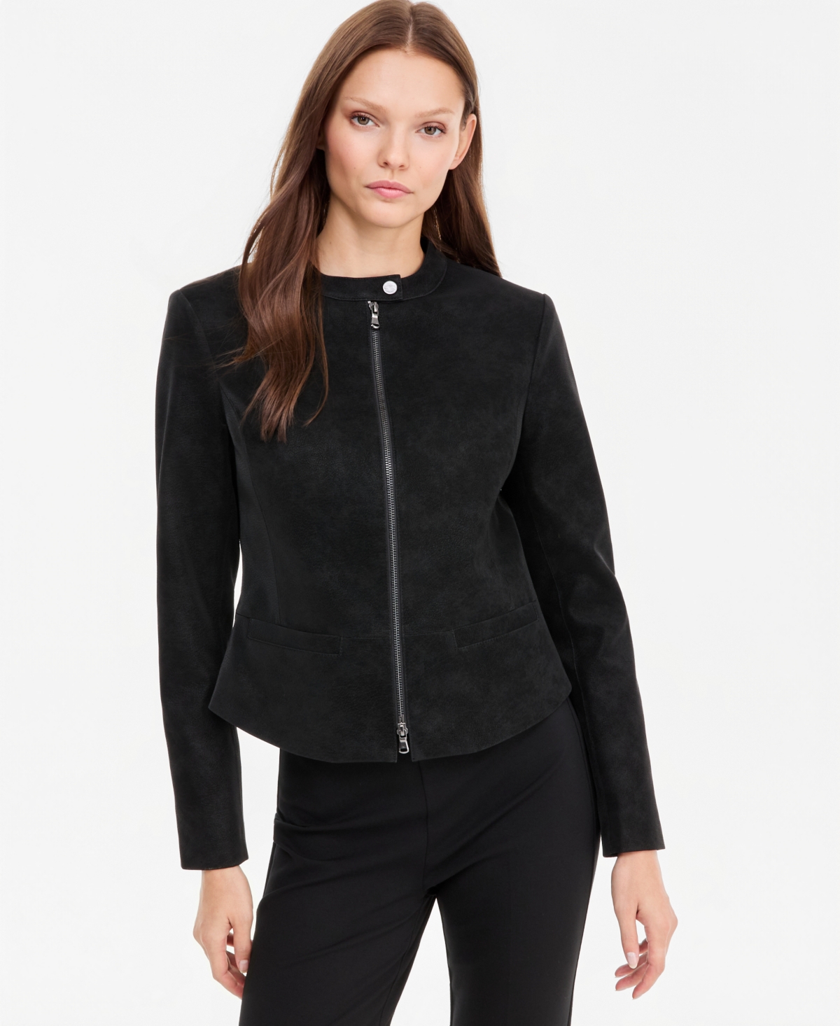 Kobi Halperin Women's Serena Faux-Suede Short 2-Way-Zipper Jacket - Black