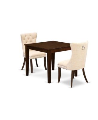 3 Piece Dining Room Table Set Consists of a Square Solid Wood Table