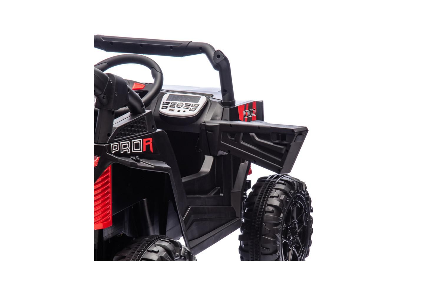 Детская игрушка YOBTOP 24V 400W Kids Ride On Electric UTV - Parents Remote Control, Four-Wheel Suspension, LED Lights, USB and MP3 Music and Bluetooth for Kids, цвет: Чёрный красный — фото 11