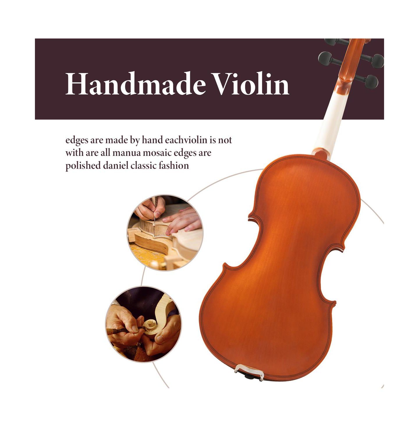 Детские игрушки YOBTOP 4/4 Full Size Handcrafted Ready-to-Play 2-Piece Violin and Bow Set, Ages 11+ — фото 5