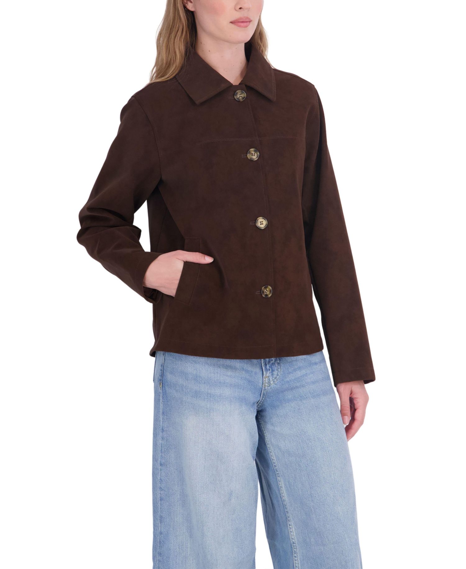 Women's Nubuck Faux Leather Car Coat