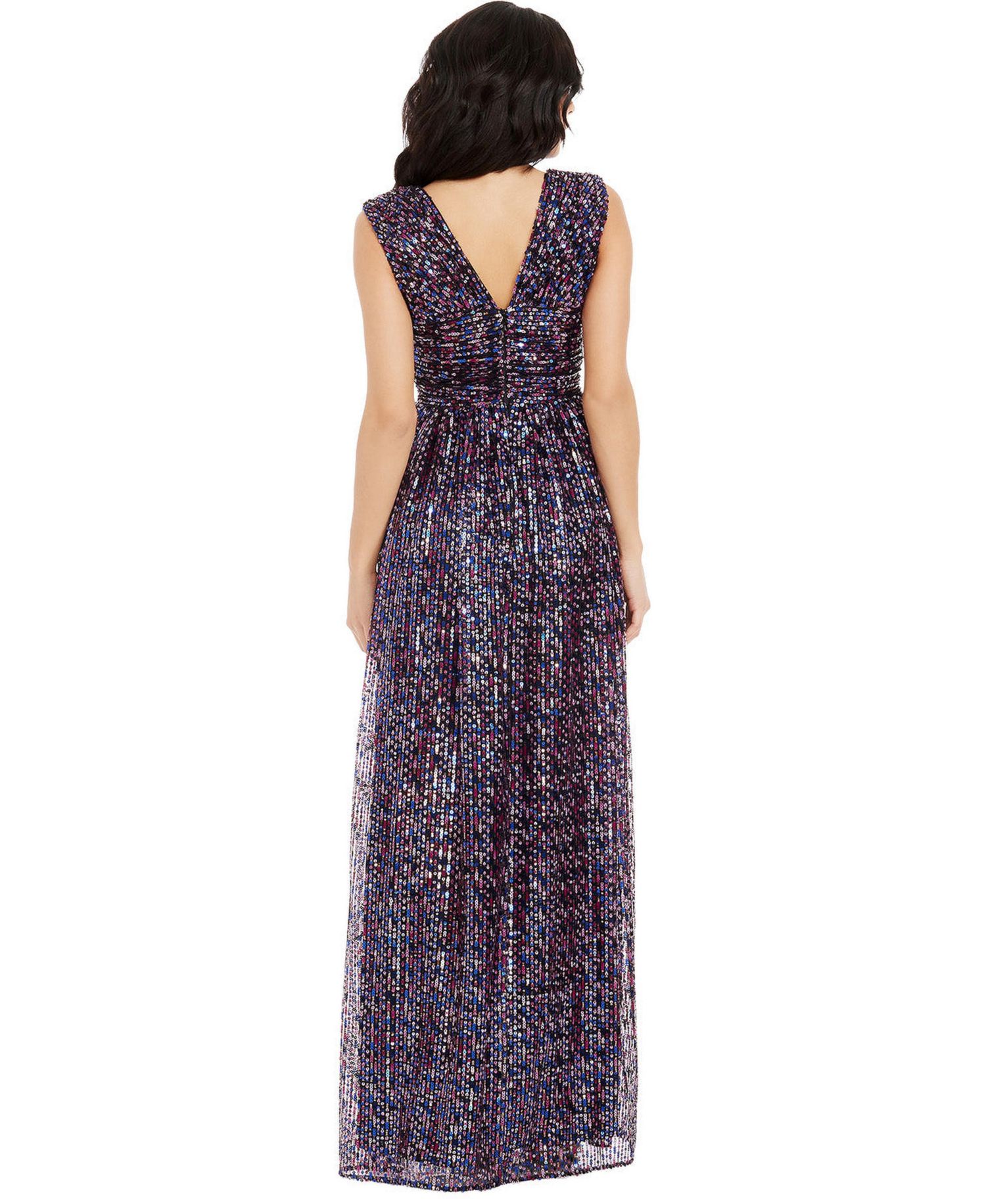 Women's Jaclyn Sleeveless Deep V-Neck Sequin Gown