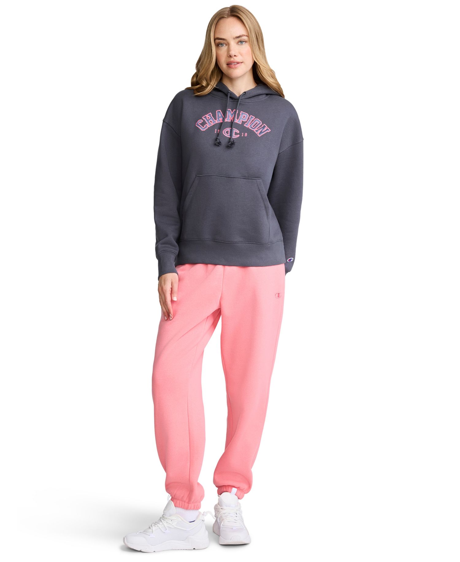 Women's Fleece Long-Sleeve Satin Applique Hoodie