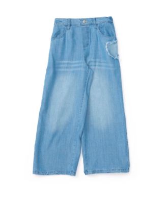 Girls' 7-16 Denim Pant with Heart Embroidered Jeans