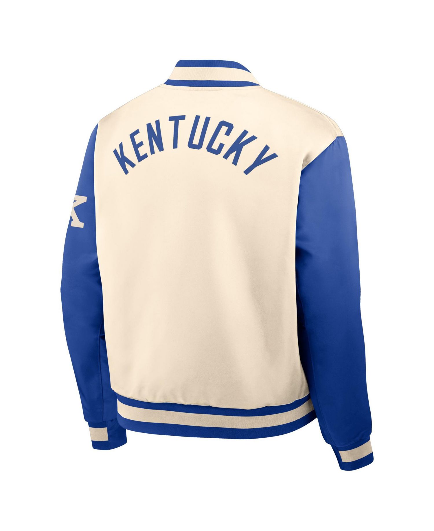 Men's Natural/Royal Kentucky Wildcats Legacy Full-Snap Bomber Jacket
