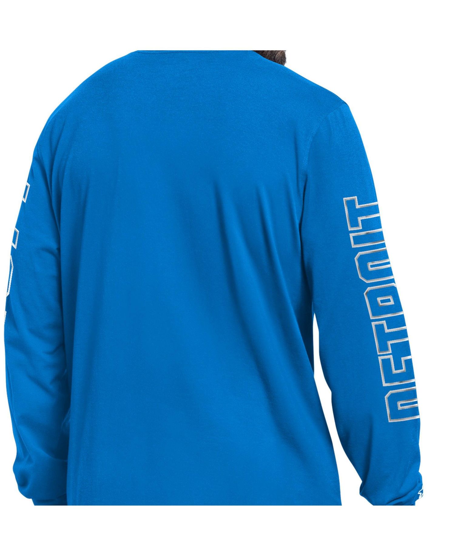 Men's Blue Detroit Lions Clutch Hit II Long-Sleeve T-Shirt