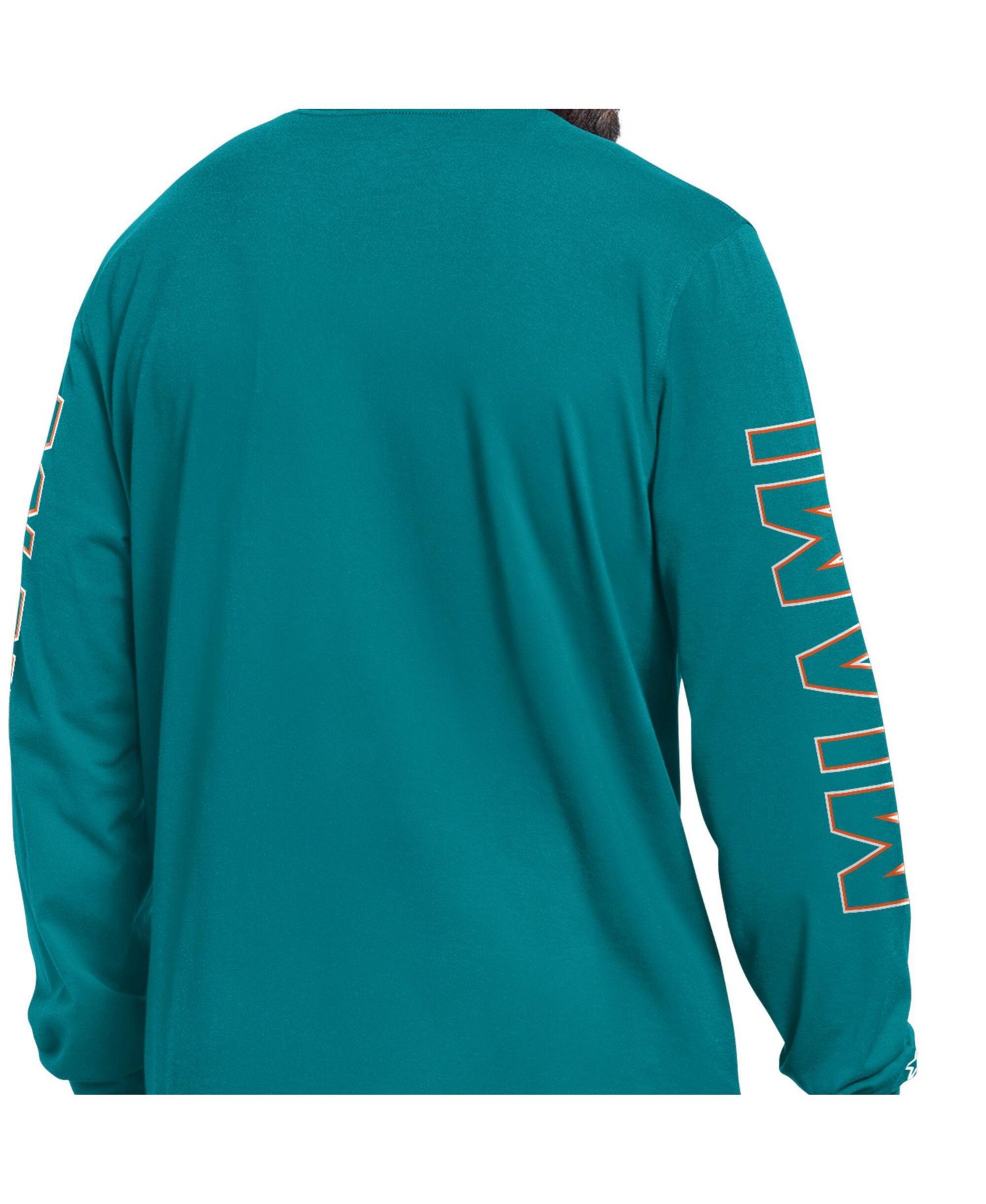 Men's Aqua Miami Dolphins Clutch Hit II Logo Long-Sleeve T-Shirt