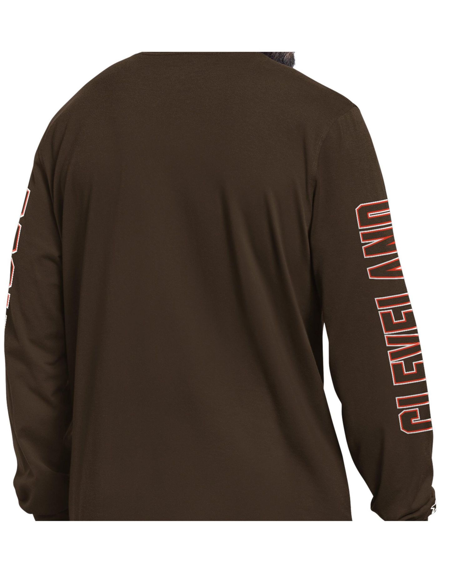 Men's Brown Cleveland Browns Clutch Hit II Long-Sleeve T-Shirt