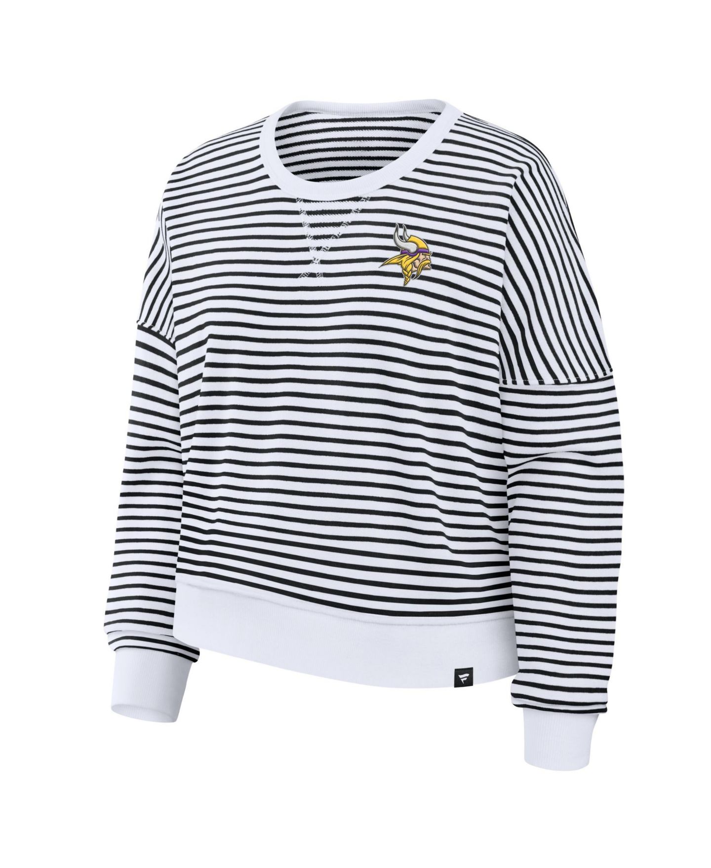 Женский свитшот Fanatics White/Black Minnesota Vikings Striped Oversized French Terry — фото 3