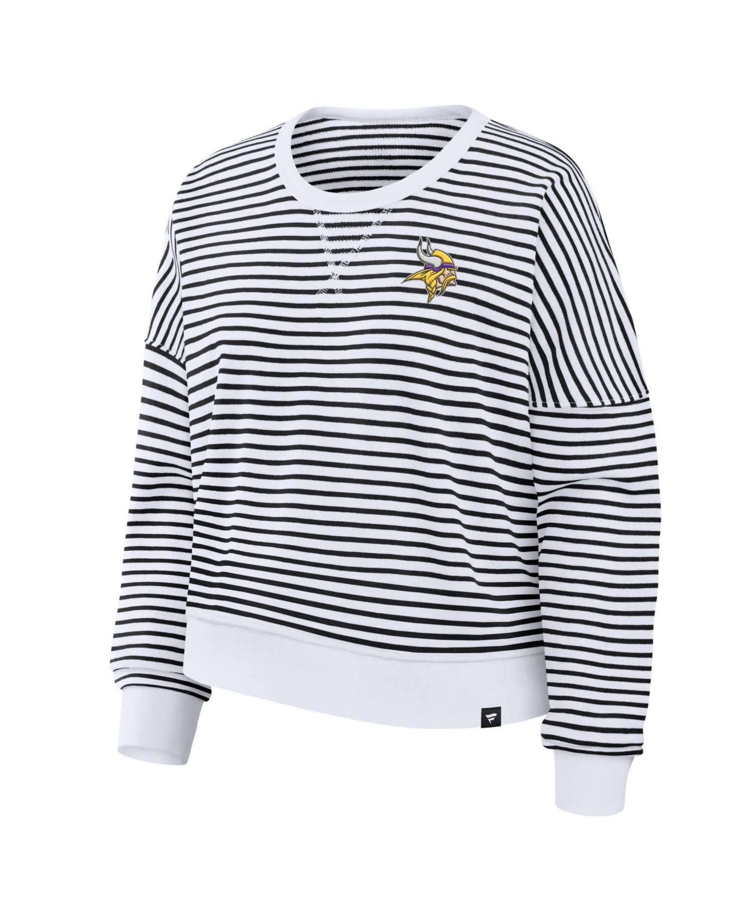 Women's White/Black Minnesota Vikings Striped Oversized French Terry Sweatshirt