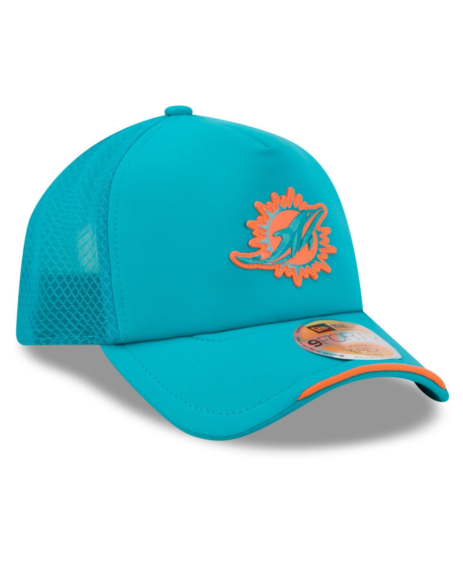 Men's Aqua Miami Dolphins 2026 Sideline Apex 9FORTY Adjustable Trucker Hat