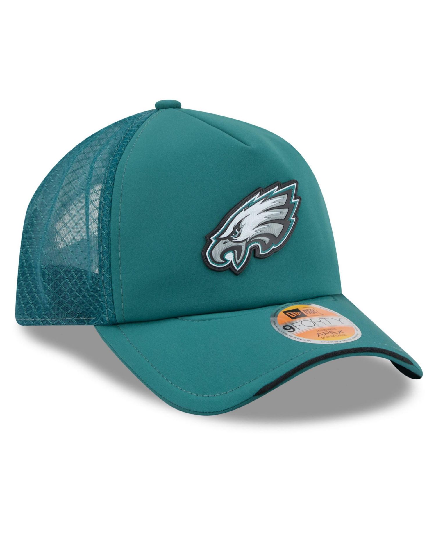 Men's Midnight Green Philadelphia Eagles 2026 Sideline Apex 9FORTY Adjustable Trucker Hat