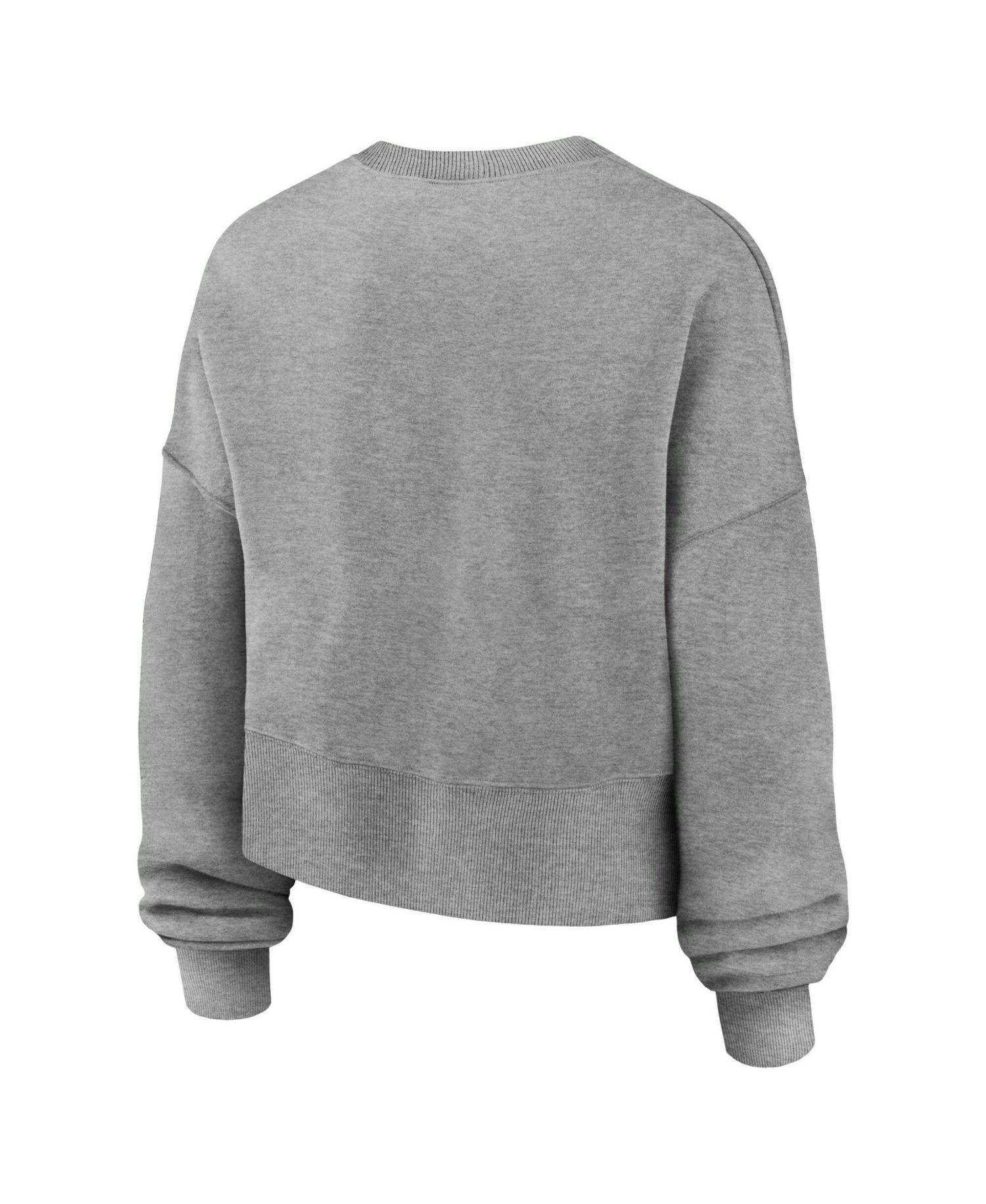 Women's Heather Gray Michigan Wolverines Oversized Phoenix Arch Pullover Sweatshirt
