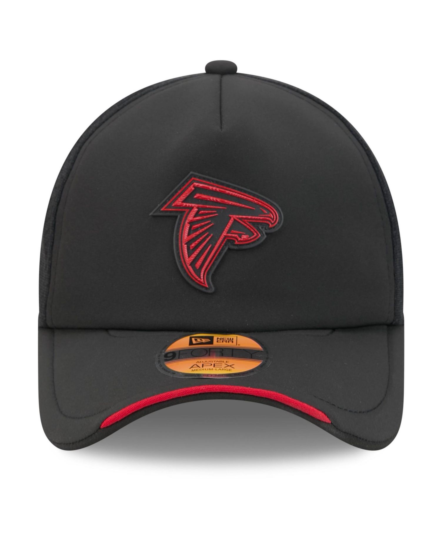 Men's Black Atlanta Falcons 2026 Sideline Apex 9FORTY Adjustable Trucker Hat