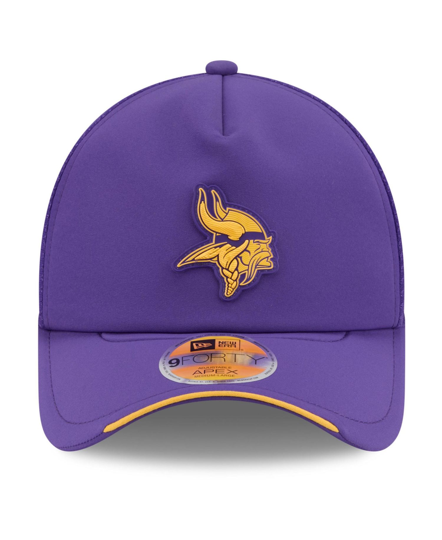 Men's Purple Minnesota Vikings 2026 Sideline Apex 9FORTY Adjustable Trucker Hat