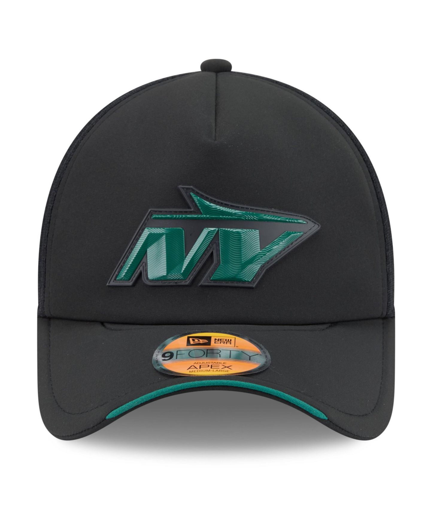 Мужская кепка New Era Black New York Jets 2026 Sideline Apex 9FORTY Adjustable Trucker Hat — фото 5