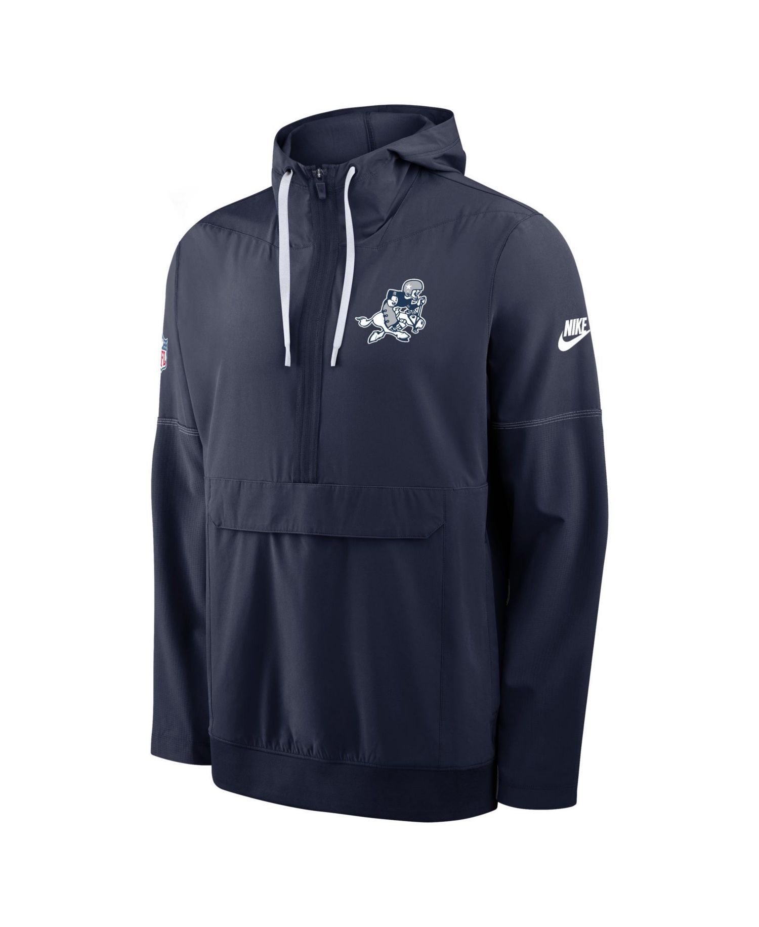 Men's Navy Dallas Cowboys Sideline Broken Rules Alternate Anorak Half-Zip Hoodie