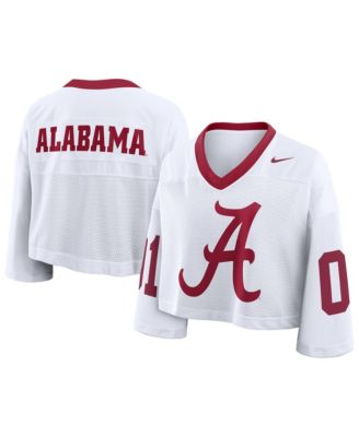 Women's White Alabama Crimson Tide Oversized Logo Cropped Fashion Jersey