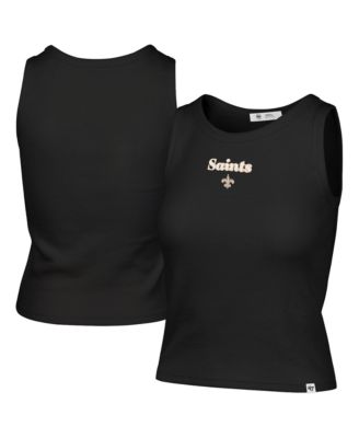 47 Brand Women's Black New Orleans Saints Cropped Straight Cut Ribbed Baby Tank Top