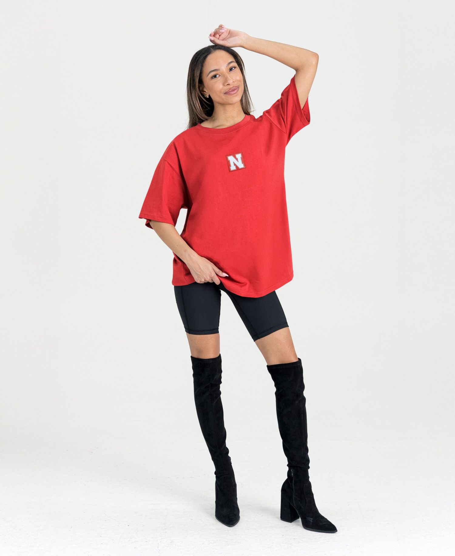 Women's Scarlet Nebraska Huskers Oversized Back at Ya T-Shirt