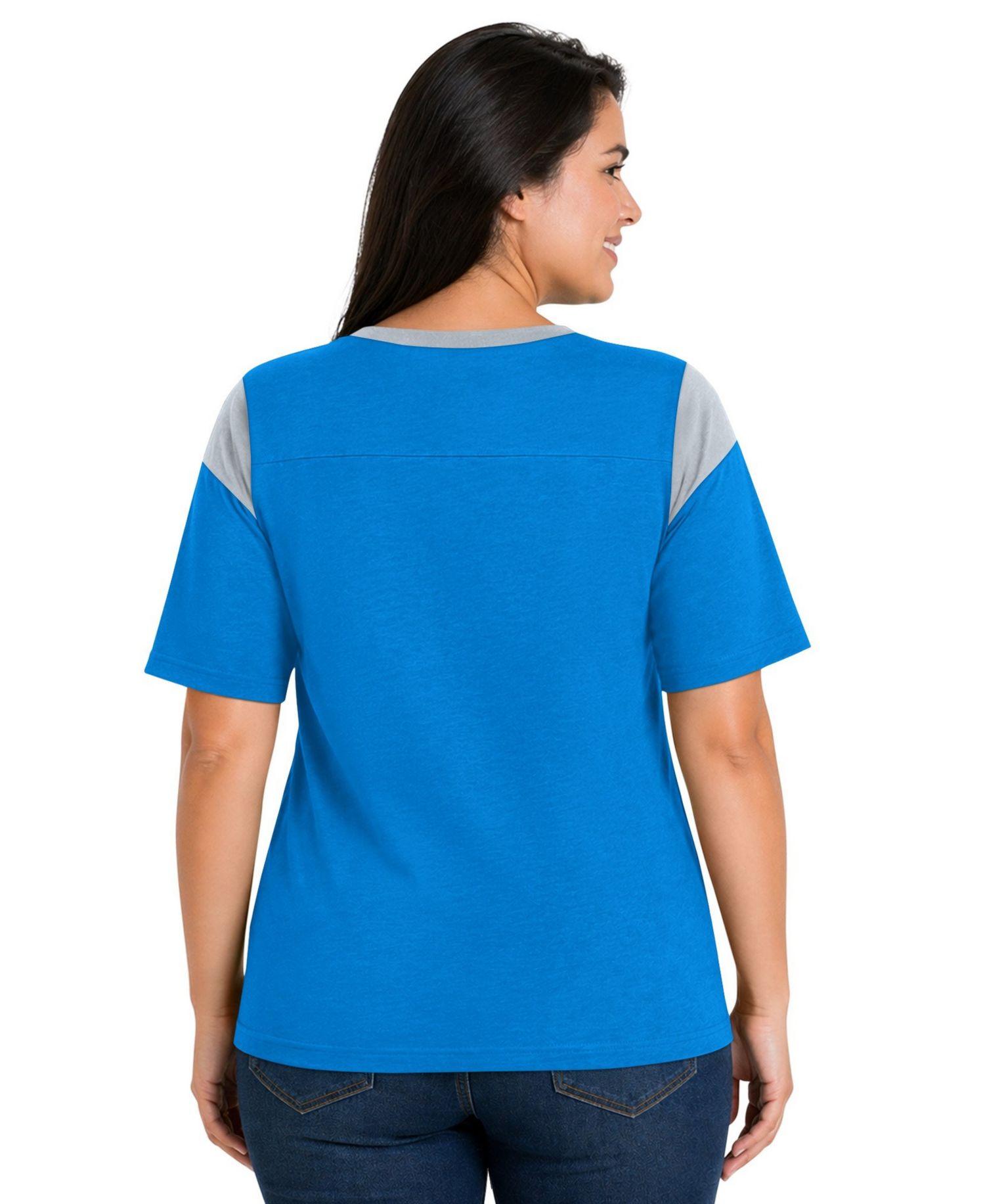 Women's Blue Detroit Lions Plus Size Linebacker Slub T-Shirt