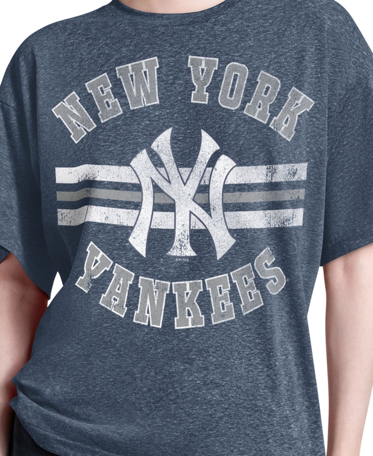 Women's Navy New York Yankees Jump Shot Boyfriend Tri-Blend T-Shirt
