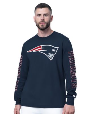Men's Navy New England Patriots Clutch Hit II Long-Sleeve T-Shirt