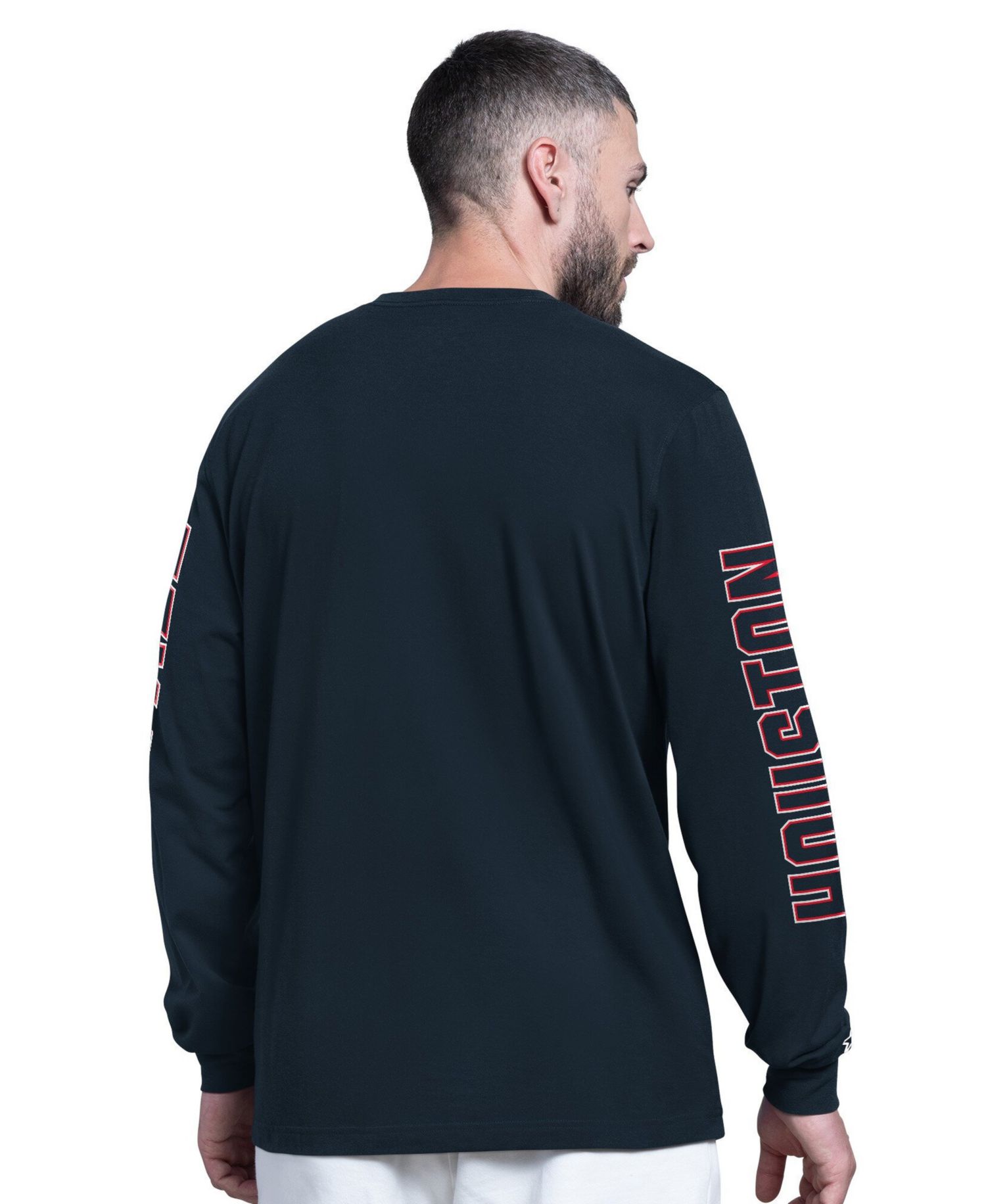 Men's Navy Houston Texans Clutch Hit II Long-Sleeve T-Shirt