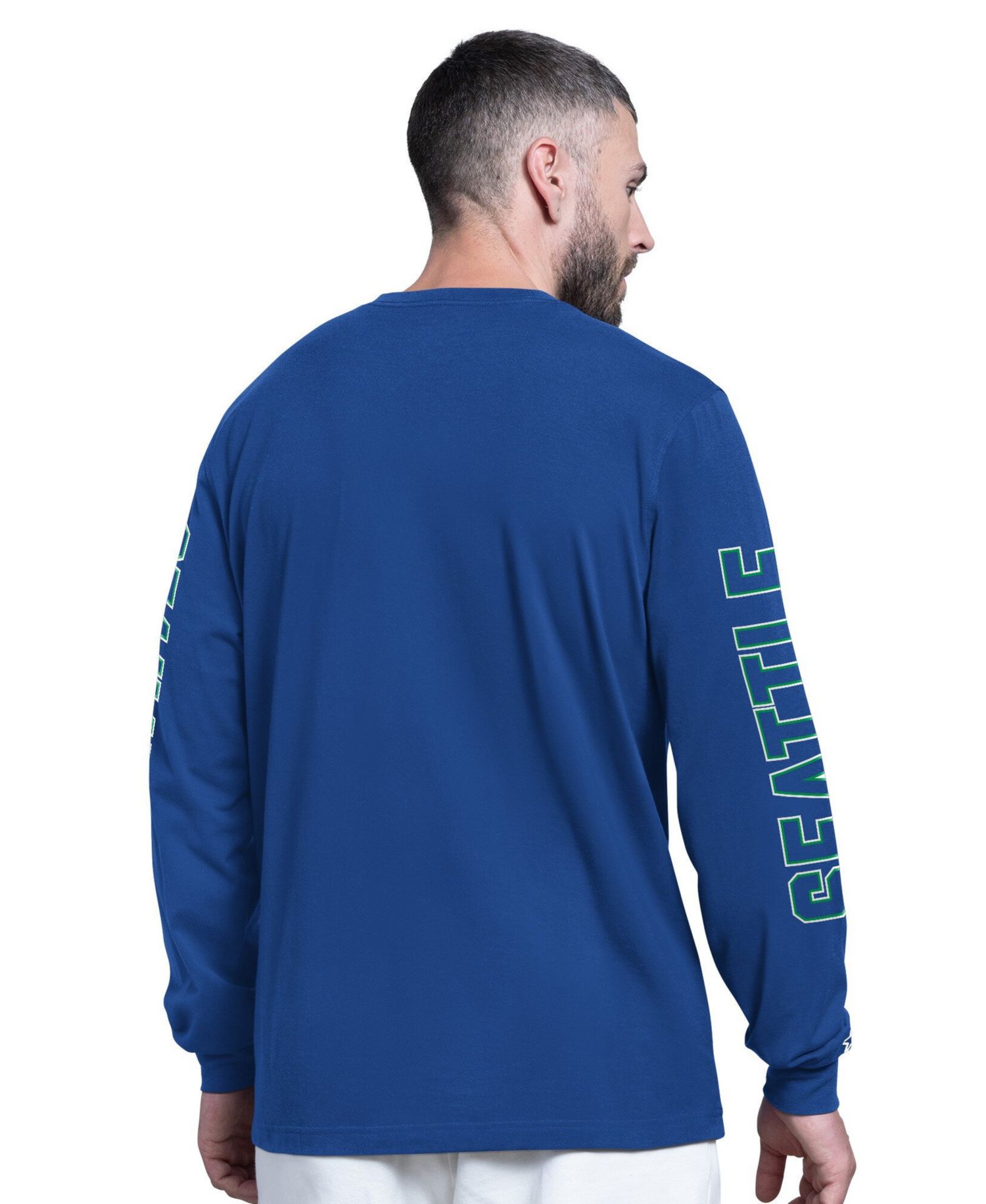 Men's Royal Seattle Seahawks Clutch Hit II Logo Long-Sleeve T-Shirt