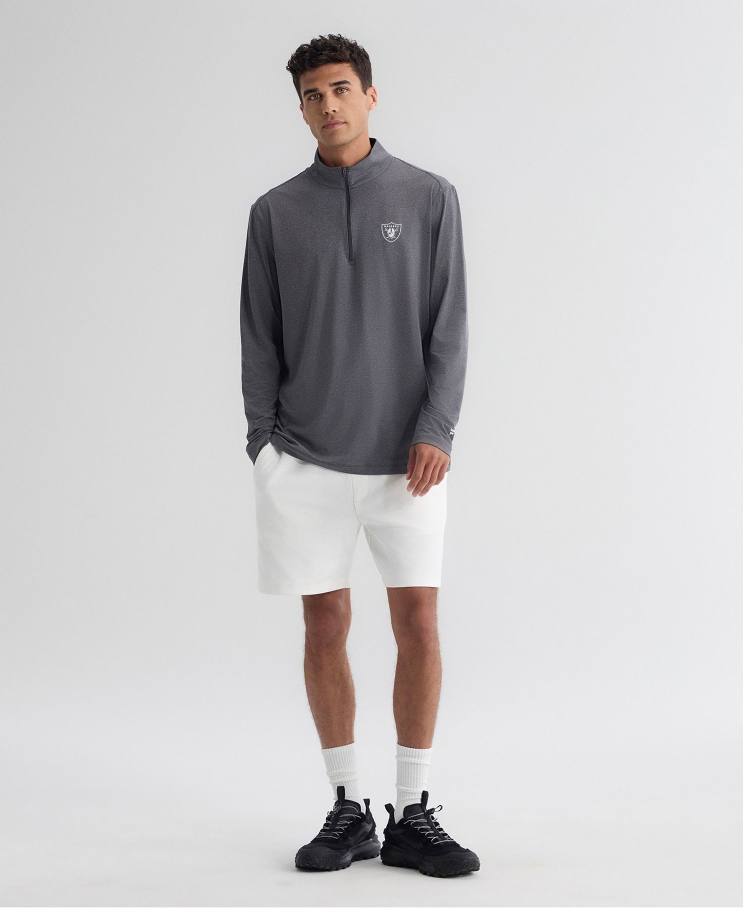 Men's Charcoal Las Vegas Raiders Clutch Quarter-Zip Pullover Sweatshirt