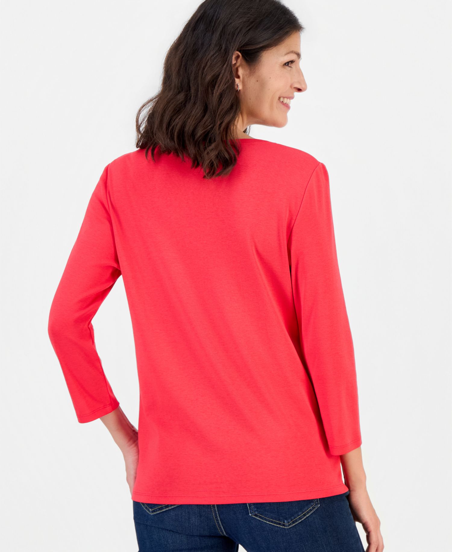 Plus Size 3/4-Sleeve Henley Tee