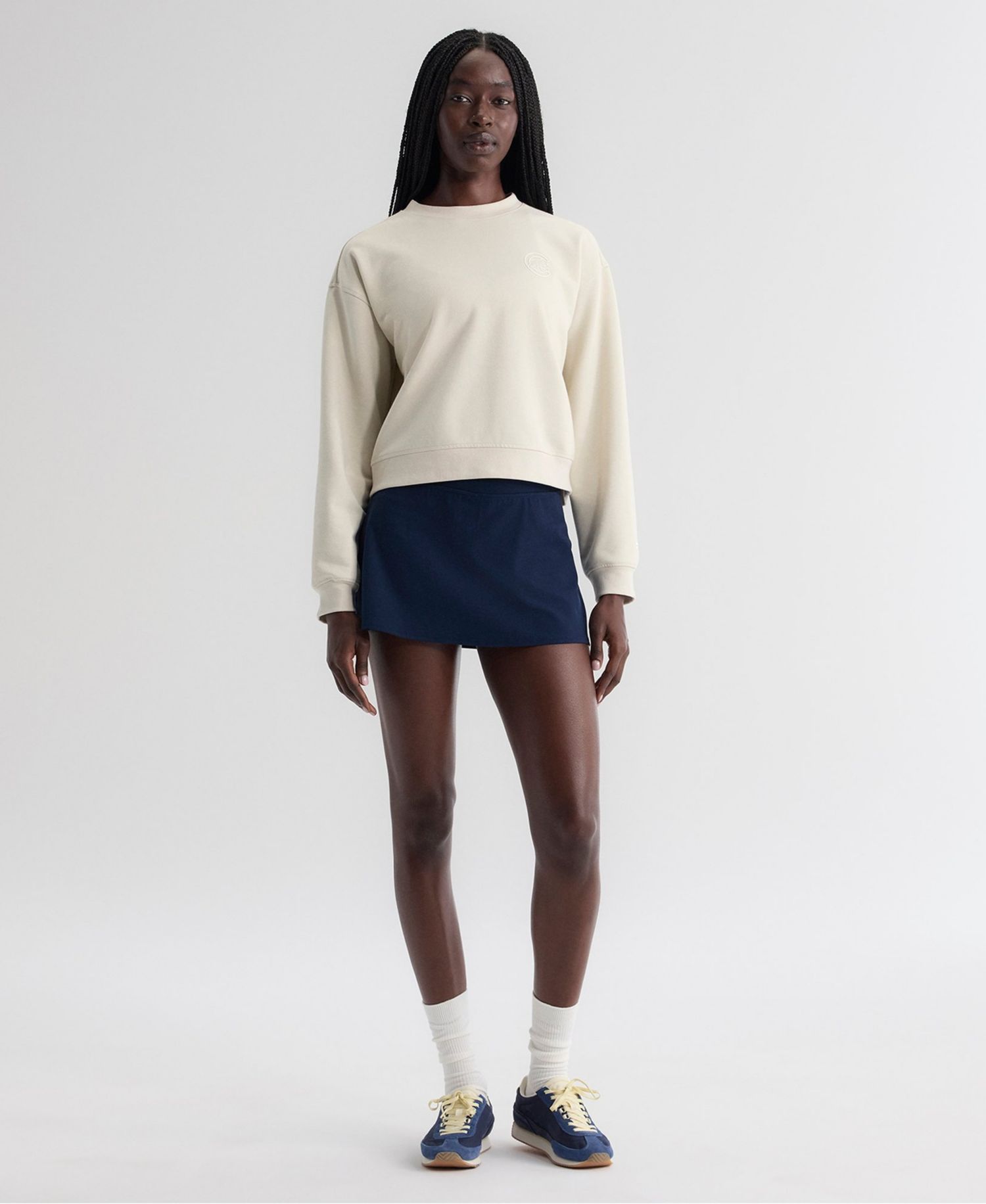 Women's Beige Chicago Cubs Oversized Clutch Tri-Blend Sweatshirt