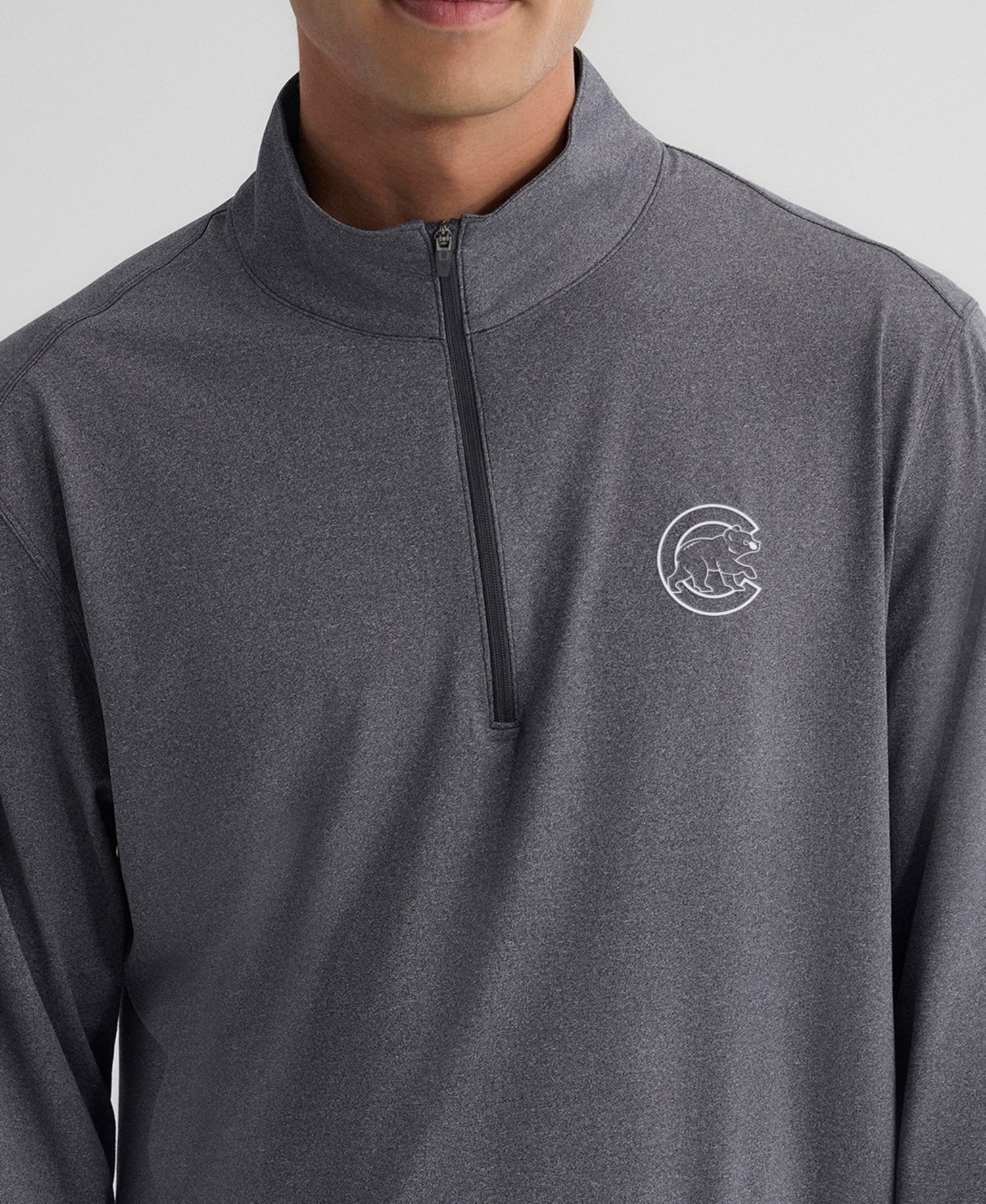 Men's Charcoal Chicago Cubs Clutch Quarter-Zip Pullover Sweatshirt
