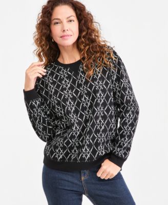 Women's Printed Long-Sleeve Crewneck Sweatshirt