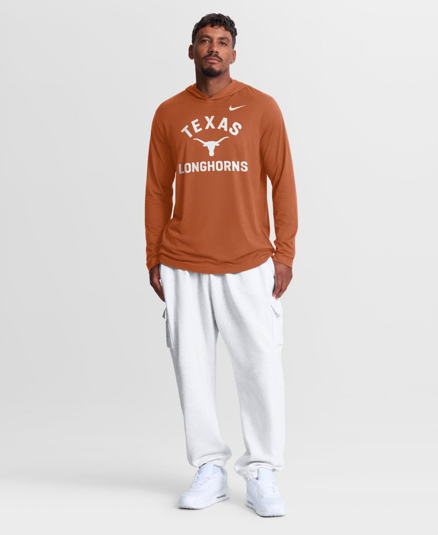 Мужская футболка Nike Texas Orange Texas Longhorns Primetime Arch Tri-Blend Dri-FIT Long Sleeve Hooded — фото 2