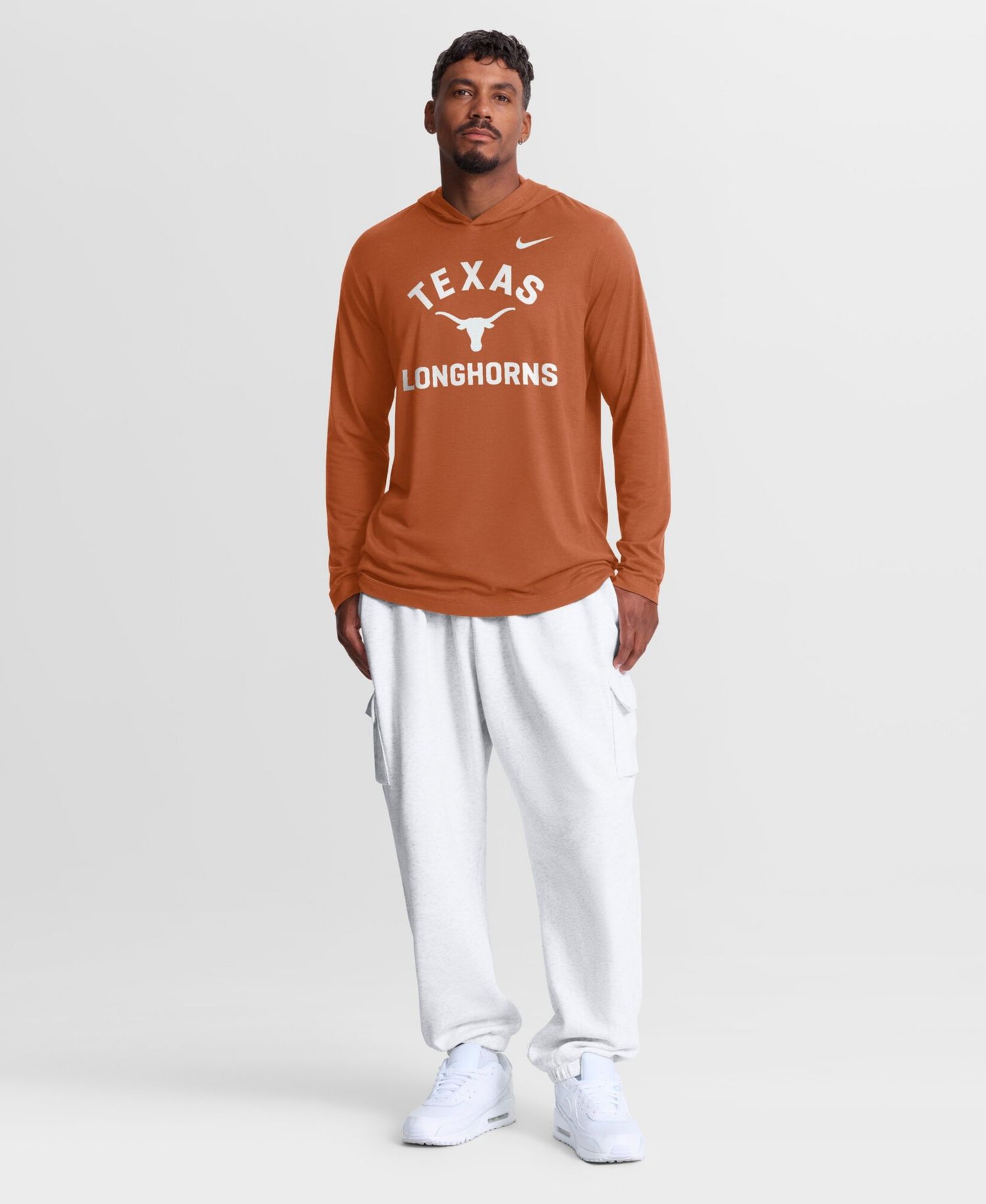 Men's Texas Orange Texas Longhorns Primetime Arch Tri-Blend Dri-FIT Long Sleeve Hooded T-Shirt