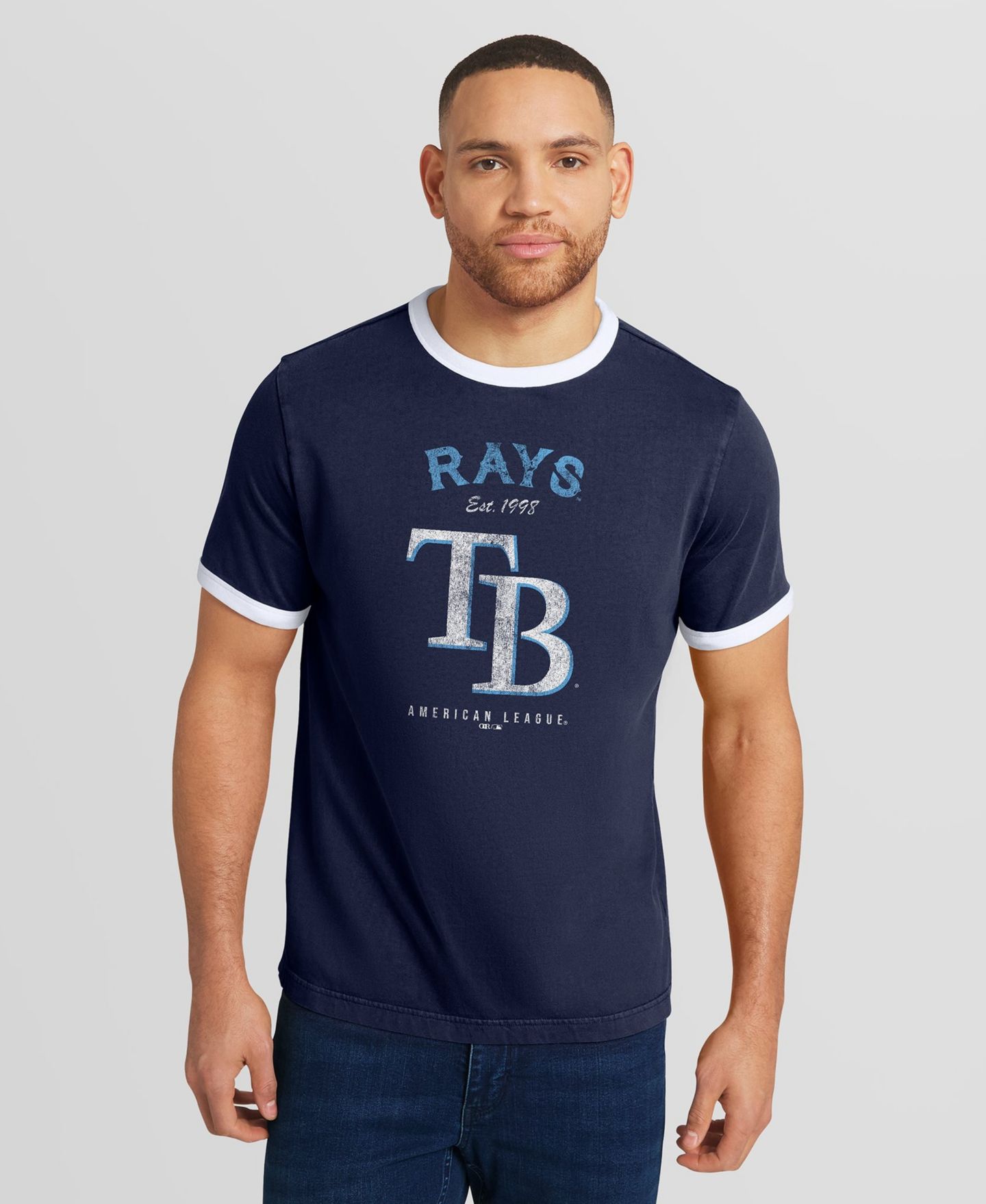 Мужская футболка Darius Rucker Collection By Fanatics Navy Tampa Bay Rays Washed Ringer — фото 5