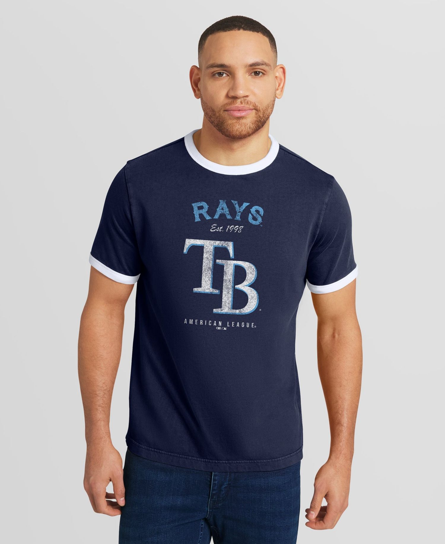 Men's Navy Tampa Bay Rays Washed Ringer T-Shirt