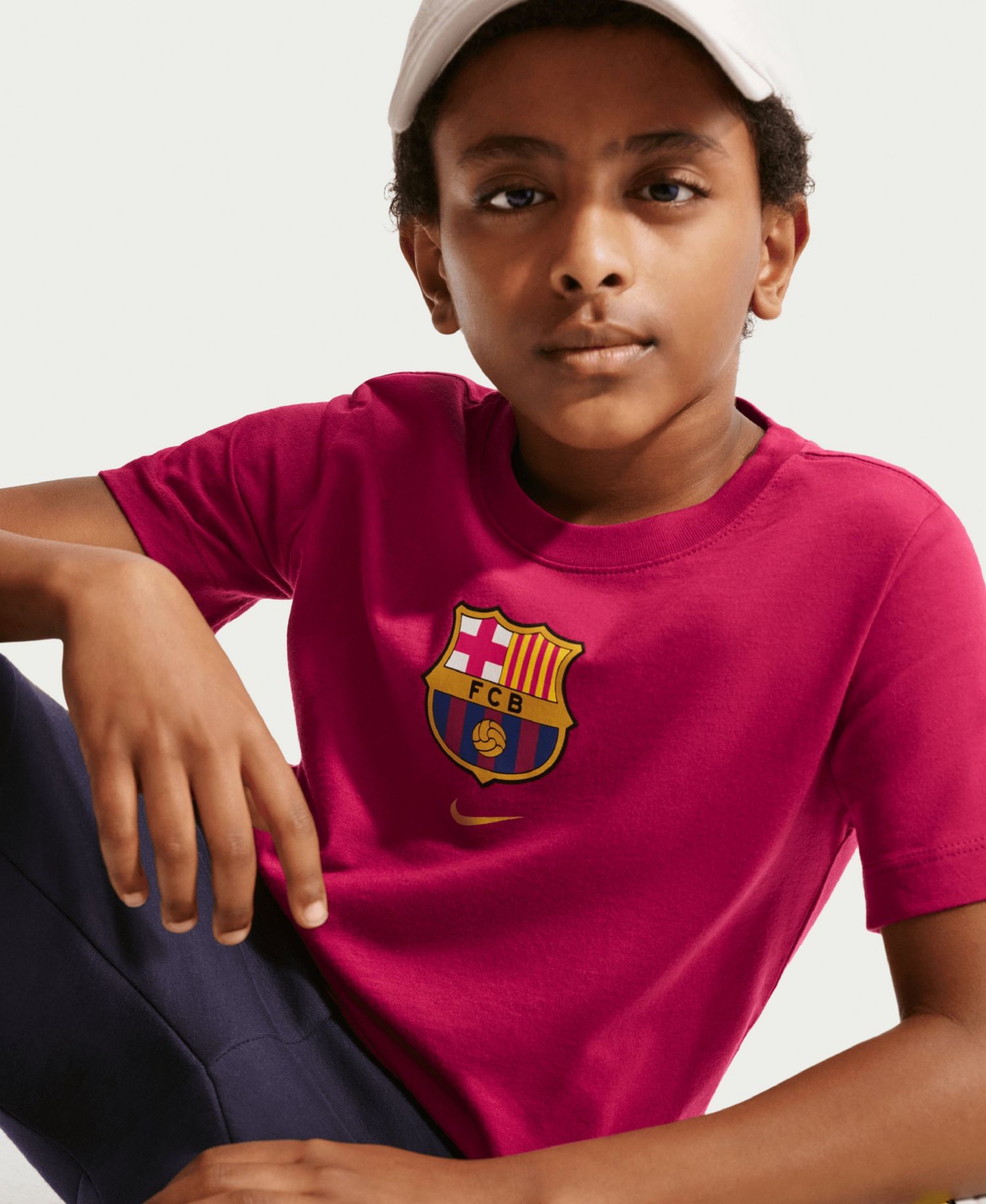 Big Boys and Girls Red Barcelona Crest T-Shirt