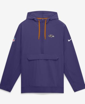 Men's Purple Baltimore Ravens Sideline Broken Rules Alternate Anorak Half-Zip Hoodie