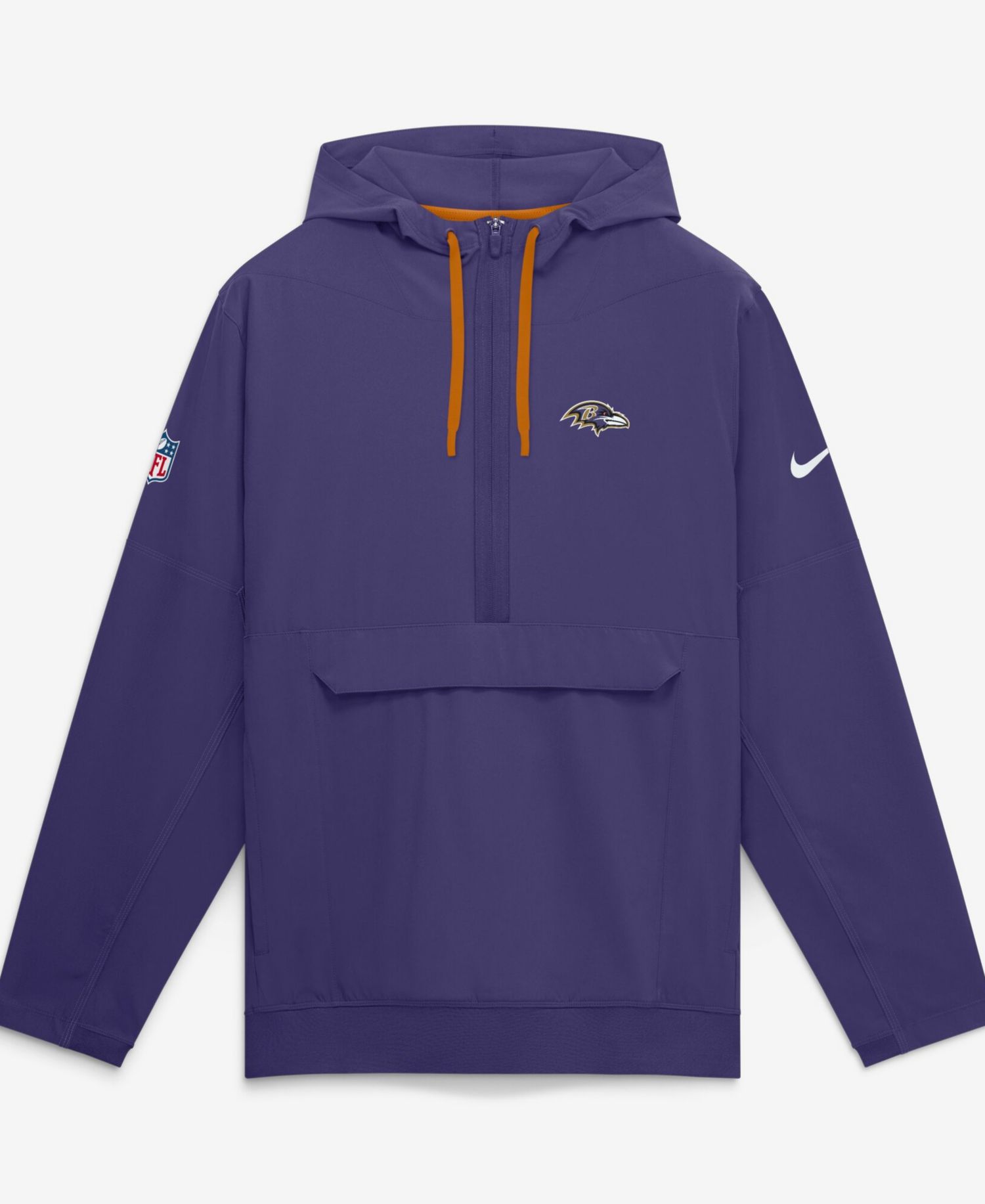 Men's Purple Baltimore Ravens Sideline Broken Rules Alternate Anorak Half-Zip Hoodie