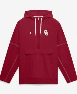 Men's Crimson Oklahoma Sooners 2026 Sideline Anorak Half-Zip Hoodie